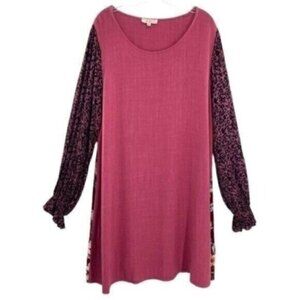 Umgee Berry Floral Flowy Linen Blend Dress